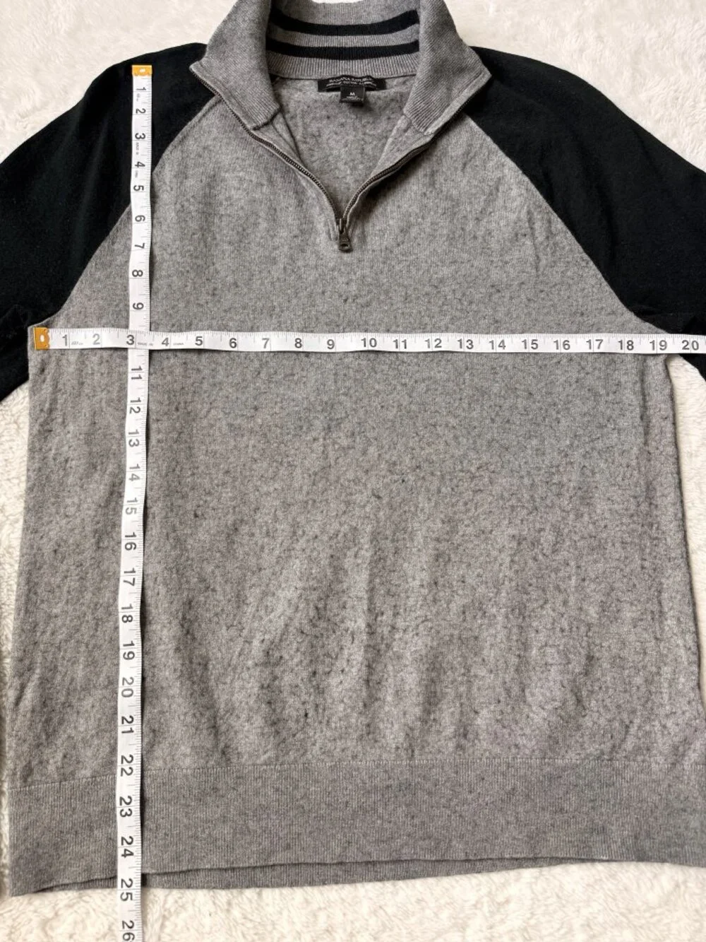 Banana Republic Cotton Cashmere Quarter Zip Sweater Gray Black Men's M